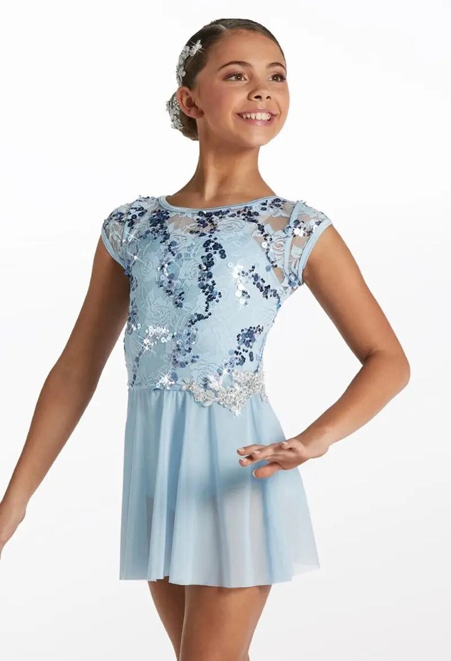 Dance Costume IC Blue Weissman 15129 Lyrical Ballet Contemporary Sequin Dress